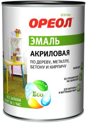 Эмаль акриловая Ореол, голубая глянцевая, 0.9 кг купить в СОМ