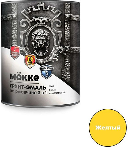 Грунт-эмаль 3в1 МОККЕ алкидно-уретановая, RAL1021 рапсово-желтый, 1.9кг купить в СОМ