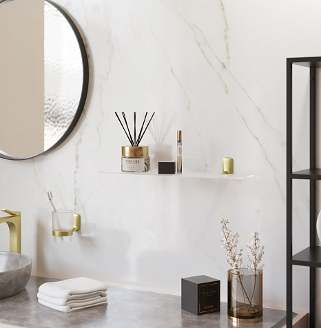 Полка для ванной Kleber Gold KLE-GOLD034, стекло купить в СОМ
