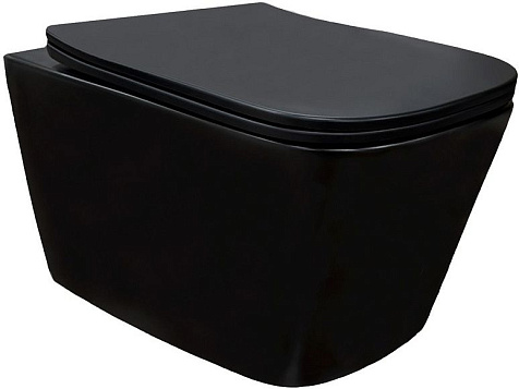 Унитаз подвесной Azario Cascad-black AZ-2303A-MB, безободковый, торнадо, черный, сиденье микролифт купить в СОМ