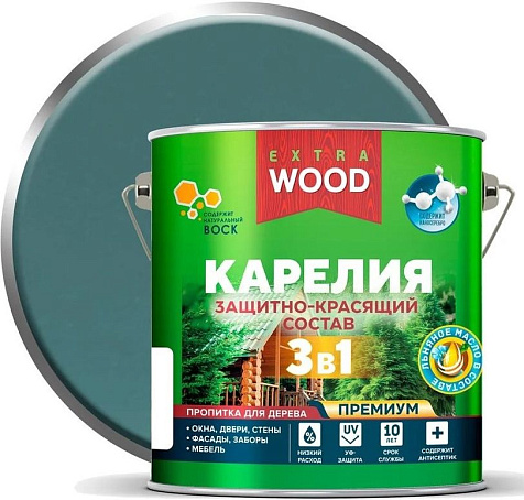 Состав защитно-красящий 3 в1 Карелия Wood Extra, утренний туман, 2.7 л купить в СОМ