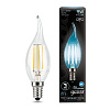 Лампа светодиодная Gauss, 9Вт E14 LED, 4100К, Filament Свеча на ветру купить в СОМ