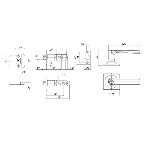 Ручка защелка PUNTO DK710/BL BL-PS (без фик.)черный купить в СОМ