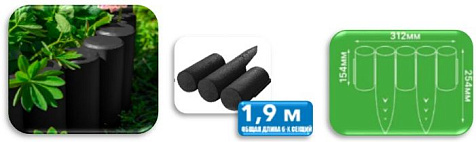 Бордюр садовый Пеньки 6шт 31,2х15,1см 1,9м черный купить в СОМ