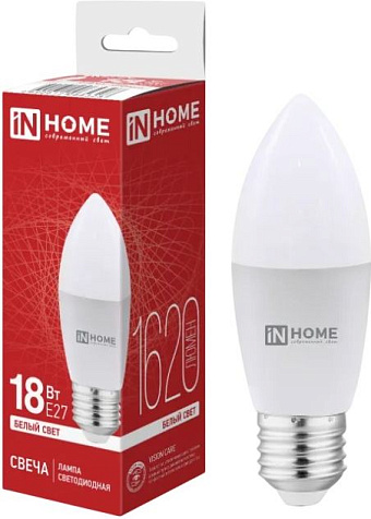 Лампа светодиодная IN HOME LED-СВЕЧА-VC 18Вт 230В Е27 4000К 1620Лм купить в СОМ