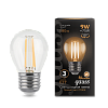 Лампа светодиодная Gauss Filament, Шар 9Вт, 680Lm, 2700К, Е27 купить в СОМ