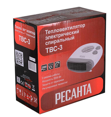 Тепловентилятор ТВС-3 РЕСАНТА, 3000 Вт, спиральный нагревательный элемент купить в СОМ