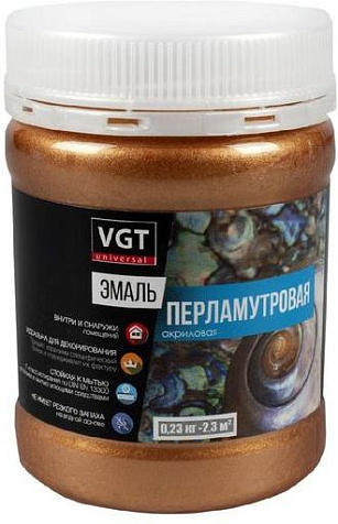 Эмаль акриловая VGT универсальная, перламутровая бронза, 0.23 кг купить в СОМ