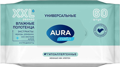 Полотенца влажные Family big-pack с крышкой 60шт купить в СОМ