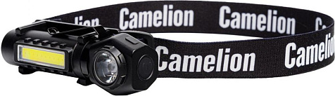 Фонарь налобный аккумуляторный Camelion LED53408 акк.3.7V XPE1W+COB3W 3реж, магн/клипса, Type-C, черный купить в СОМ