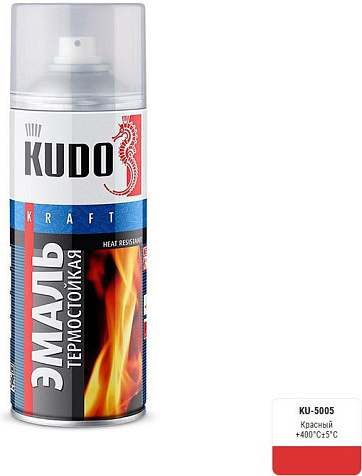 Эмаль-аэрозоль Kudo KU-5005, термостойкая, красная, 0.52 л купить в СОМ