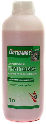 Грунтовка Оптимист G107 глубокого проникновения, для внутренних работ, 1л купить в СОМ