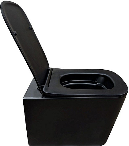 Унитаз подвесной Azario Cascad-black AZ-2303A-MB, безободковый, торнадо, черный, сиденье микролифт купить в СОМ