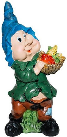 Фигура садовая Гном с кукурузой и грибами купить в СОМ