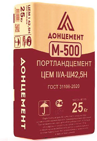 Цемент II/А-Ш 42,5Н ПЦ-500 с добавками, 25кг Донцемент (Амвросиевский) купить в СОМ