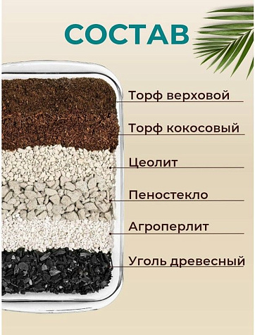 Грунт Terramis для Пальм и Фикусов на кокосовом торфе 2л органо-минеральный купить в СОМ