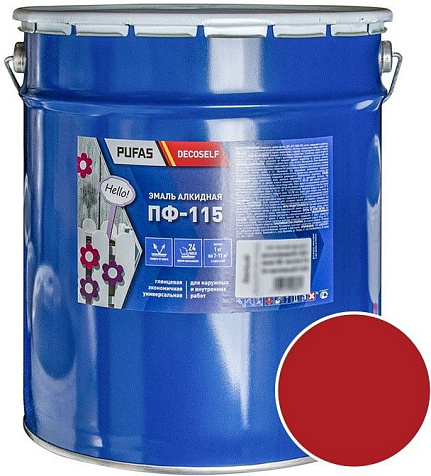 Эмаль ПФ-115 Pufas Decoself, красный, 25 кг купить в СОМ