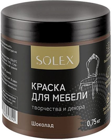 Краска акриловая Solex, для мебели, шоколад, 0.75 кг купить в СОМ