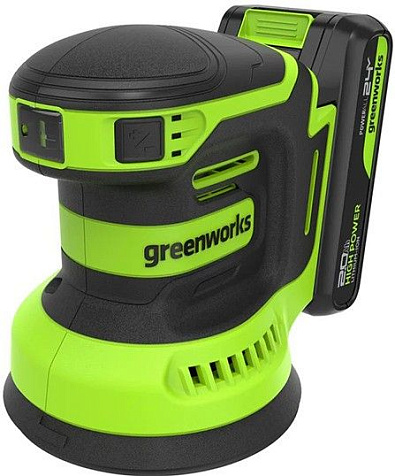 Шлифмашина эксцентриковая Greenworks OS325, 24В, Li-ion, АКБ 1х2.0А/ч, 125 мм купить в СОМ