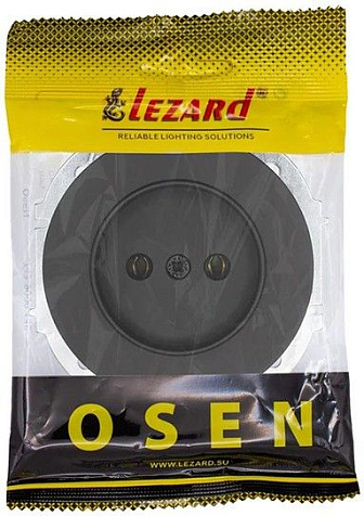 Механизм розетки  LEZARD OSEN Осень 1 гнездо, без заземления,  черный бархат купить в СОМ