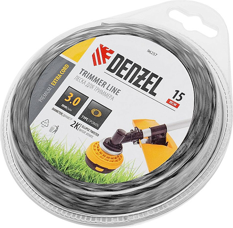 Леска для триммера Denzel Extra cord, 3.0 мм, 15 м, элипс купить в СОМ