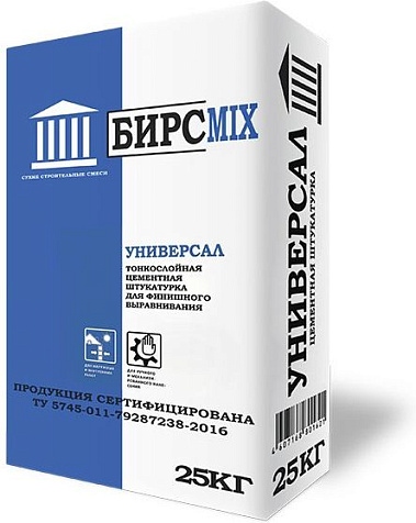 Штукатурка цементная БИРСMIX УНИВЕРСАЛ, 25 кг купить в СОМ