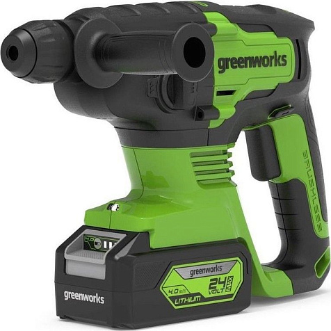 Перфоратор Greenworks GD24SDS2K4, 24В, Li-ion, АКБ 1х4.0А/ч, бесщеточный купить в СОМ