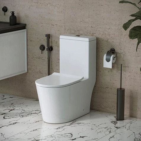 Унитаз монолит Grossman Classic GR-4487SQ, торнадо, безободковый, сиденье микролифт купить в СОМ