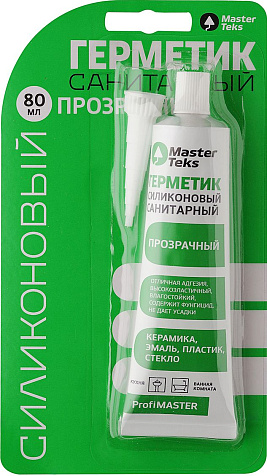 Герметик силиконовый MasterTeks ProfiMaster, санитарный, прозрачный, 80 мл купить в СОМ