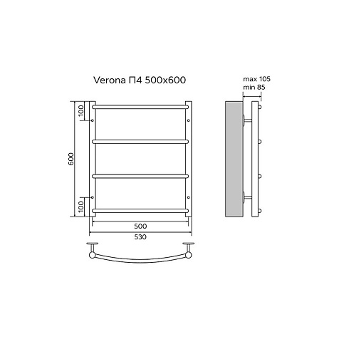 Полотенцесушитель Azario Verona, 500 х600 мм, полированный купить в СОМ