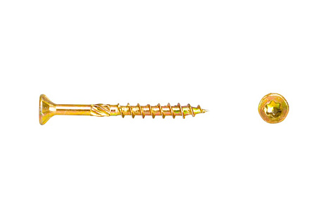 Саморез конструкционный потай, желтый цинк, 4 х 50, Torx 20, 1 шт купить в СОМ