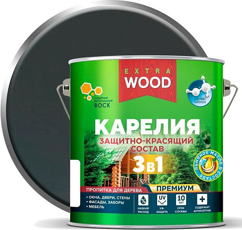 Состав защитно-красящий 3 в1 Карелия Wood Extra, скандинавия, 2.7 л купить в СОМ