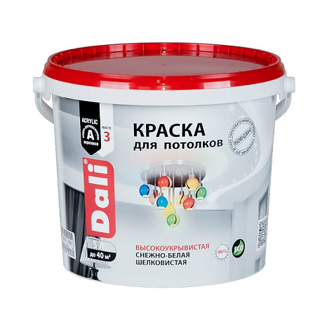 Краска акриловая Dali, для потолка, супербелая, 5 л купить в СОМ