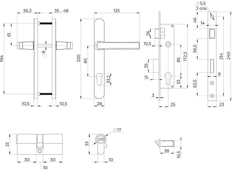 Комплект для калиточных дверей AJAX KIT GATE-2585/24 RAL 7016 антрацит купить в СОМ