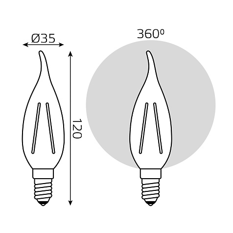 Лампа светодиодная Gauss, 9Вт E14 LED, 4100К, Filament Свеча на ветру купить в СОМ