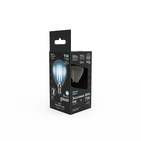 Лампа светодиодная Gauss Filament, Шар 9Вт, 710Lm, 4100К, Е14 купить в СОМ
