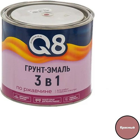 Грунт-эмаль по ржавчине Formula Q8, красная, 1.8 кг купить в СОМ