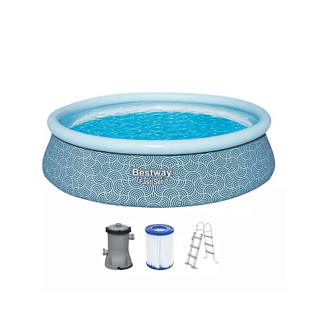 Бассейн надувной Bestway 57372 457х107см+Фильтр-насос+лестница купить в СОМ