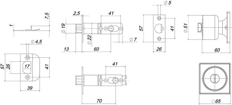 Ручка защелка PUNTO DK772/BL BL-PS (без фик.) черный купить в СОМ